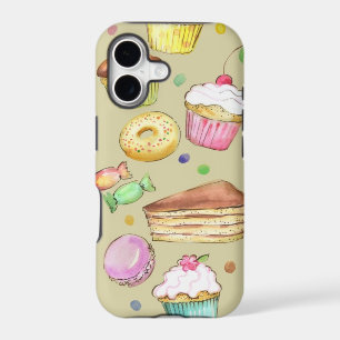Watercolor pattern with sweets