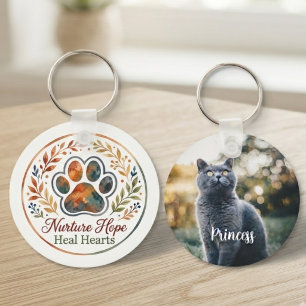 Watercolor Paw Print Animal Rescue and Care Keychain