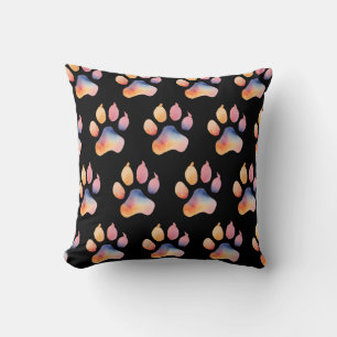 Watercolor Paw Print Background Throw Pillow