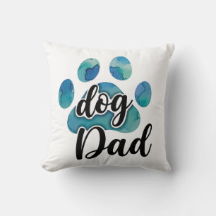 Watercolor Paw Print Dog Dad Pet Lover Father Throw Pillow