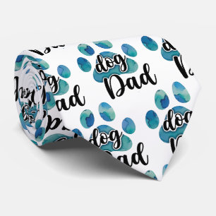 Watercolor Paw Print Dog Dad Pet Lover Father Tie