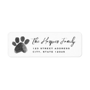 Watercolor Paw Print Return Address
