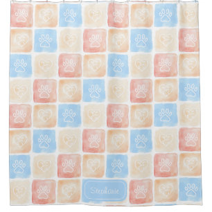 Watercolor Paw Prints & Hearts in Boxes