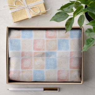 Watercolor Paw Prints & Hearts in Boxes Tissue Paper