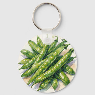 Watercolor Pea Pods Keychain