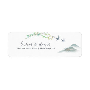 Watercolor Peaceful Green Mountain Return Address