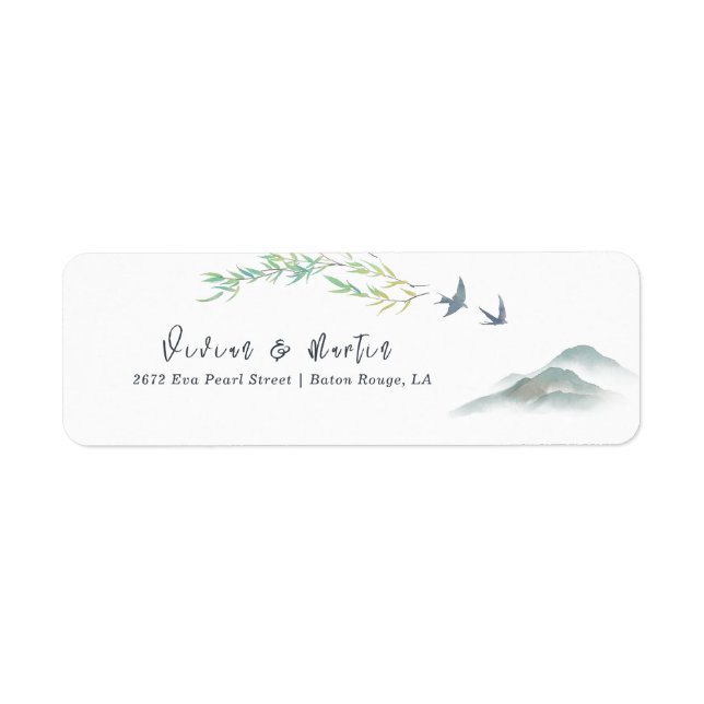 Watercolor Peaceful Green Mountain Return Address (Front)