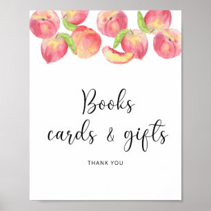 Watercolor peach books cards and gifts poster