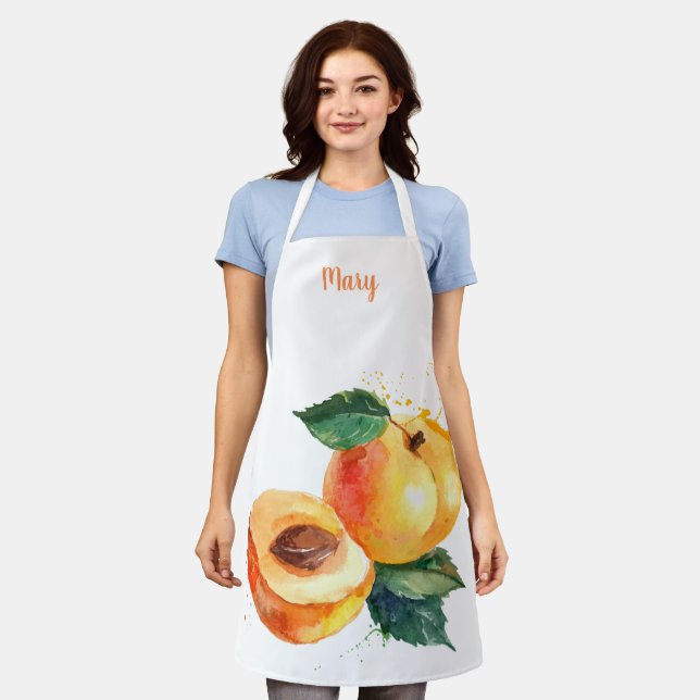 Watercolor Peach Customizable Apron (Worn)
