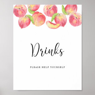 Watercolor peach Drinks help yourself Poster