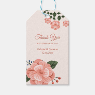 Watercolor Peach Flower Thank You Gift Tags