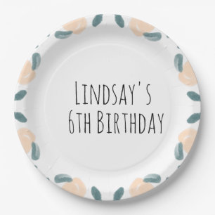 Watercolor Peach Fruit Birthday Border Art Napkin Paper Plate