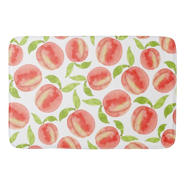 Watercolor Peach Pattern  Bath Mat (Front)