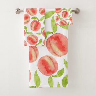 Watercolor Peach Pattern  Bath Towel Set