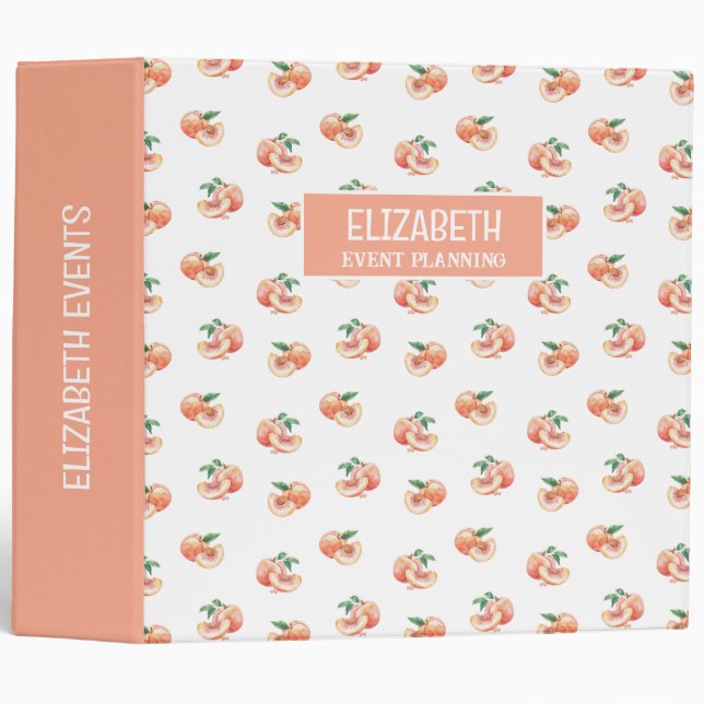 Watercolor Peach Pattern Binder (Front/Spine)