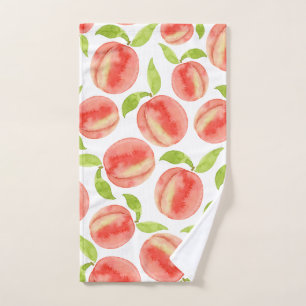 Watercolor Peach Pattern Hand Towel