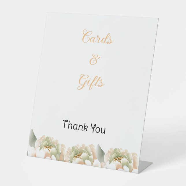 Watercolor Peach Peony Pedestal Sign (Front)