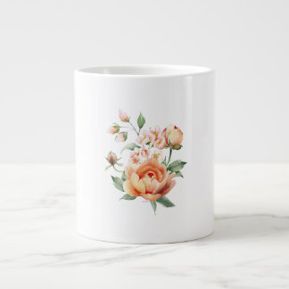Watercolor Peach Rose Floral Specialty Mug