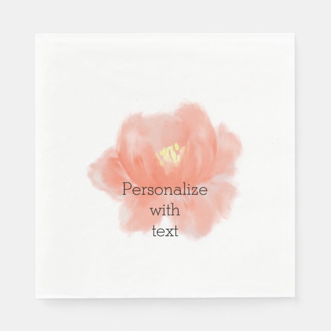 Watercolor Peach Rose Napkin (Front)