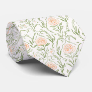 Watercolor peach roses pattern neck tie
