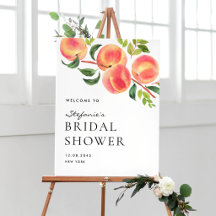 Watercolor Peach Summer Bridal Shower Welcome