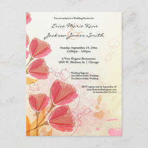 Watercolor Peach Tulip Wedding Shower Invite