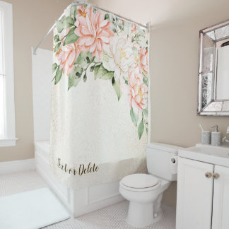 Watercolor Peach White Flowers Elegant
