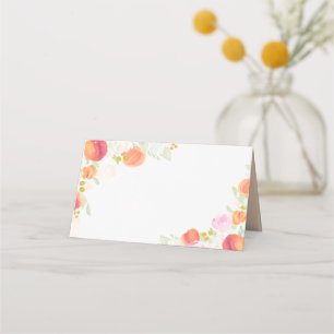 Watercolor Peaches and Flowers Place Card