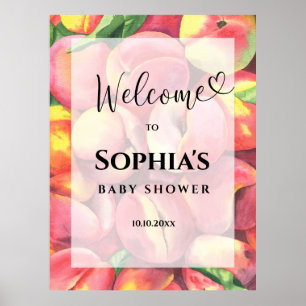 Watercolor peaches baby shower  poster