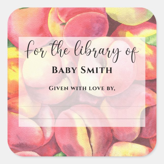Watercolor peaches - For the library of Square Sticker (Front)