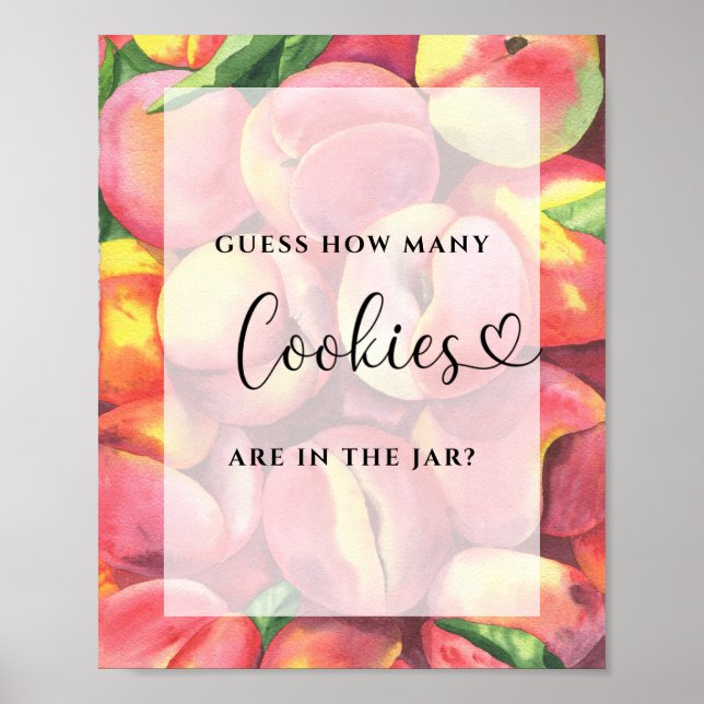 Watercolor peaches - guess how many cookies poster (Front)