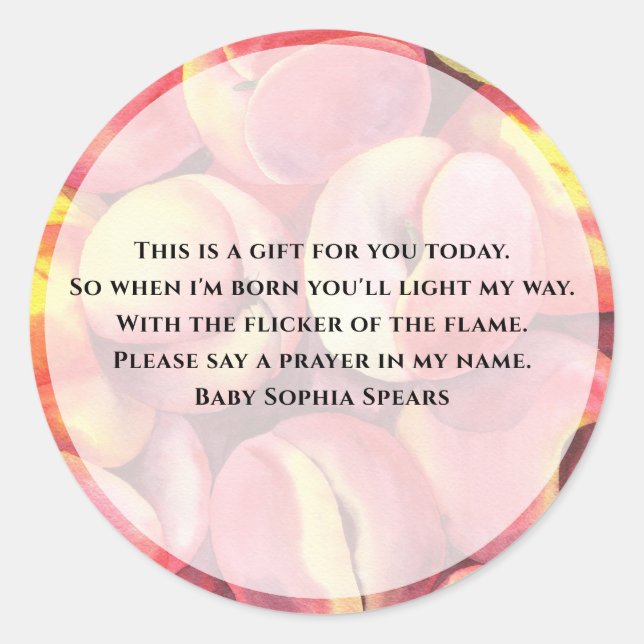 Watercolor peaches - prayer candle sticker (Front)