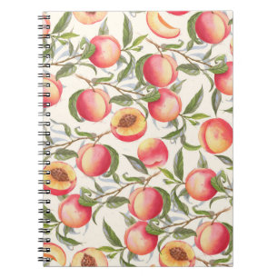 Watercolor peaches, seamless floral pattern. notebook