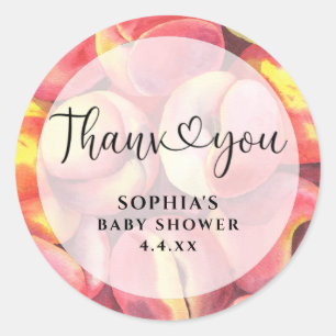 Watercolor peaches - Thank you baby shower Classic Round Sticker
