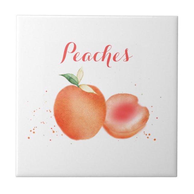 Watercolor Peaches Tile (Front)