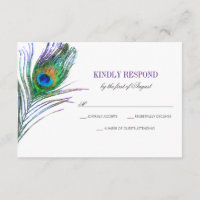 Watercolor Peacock Feather Wedding RSVP