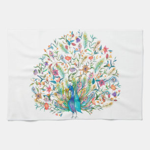 Watercolor Peacock Kitchen Towels