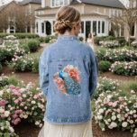 Watercolor Peacock Orange Botanical Floral  Denim Jacket<br><div class="desc">Watercolor Peacock Orange Botanical Floral Denim Jackets features a pretty blue peackock with orange flowers flowers. Perfect as a gift for her for birthday,  Christmas,  Mother's Day and more. Designed by Evco Studio www.zazzle.com/store/evcostudio</div>