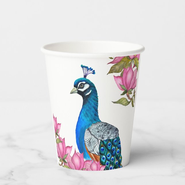 Watercolor peacock paper cups (Back)