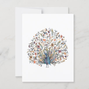 Watercolor Peacock Postcard
