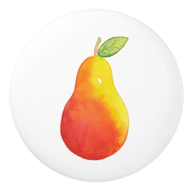 Watercolor Pear Ceramic Knob (Front)