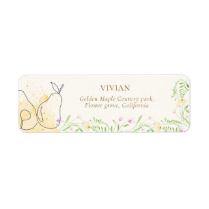 Watercolor Pear Floral Garden Return Address