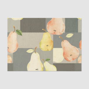 Watercolor Pear Patchwork Pattern Design Tissue Paper