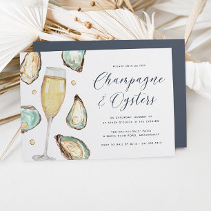 Watercolor Pearl Champagne & Oysters Party Invitation