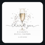 Watercolor Pearls & Prosecco Bridal Shower  Square Sticker<br><div class="desc">Add a touch of sophistication to your bridal shower favours with our Elegant Pearls & Prosecco Classic Round Stickers! These beautifully designed stickers are the perfect way to add a personalized touch to your bridal shower decorations, gifts, favours, and more. Featuring a timeless design of elegant pearls and a celebratory...</div>
