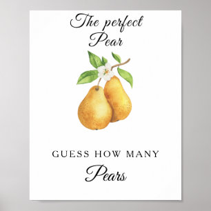 Watercolor pears bridal shower How many pears Poster