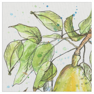 Watercolor Pears Fruit Fabric