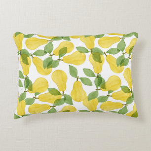 Watercolor Pears: Hand Painted Pattern Accent Pillow