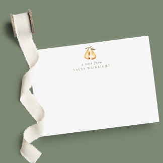 Watercolor Pears Personalized Stationery Card