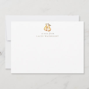 Watercolor Pears Personalized Stationery Card